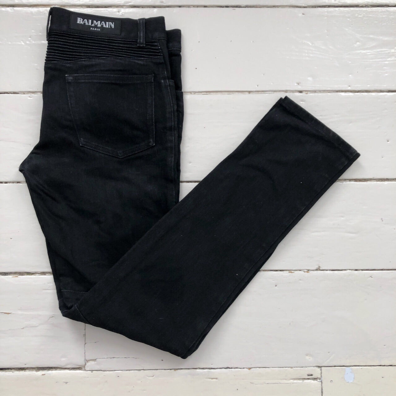 Balmain Black Motorcycle Slim Jeans (31/31)