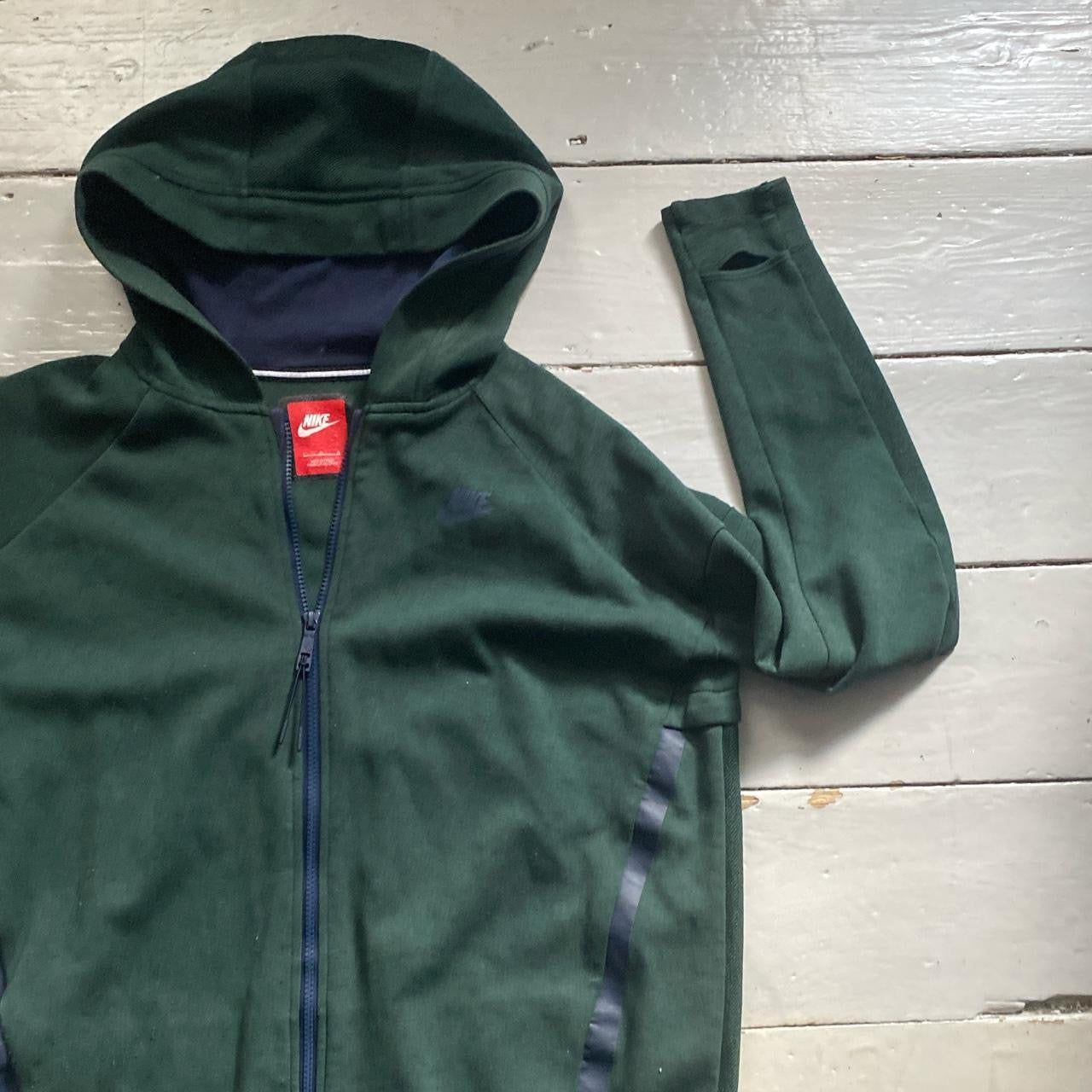 Nike Tech Fleece Long Green Hoodie (Large)