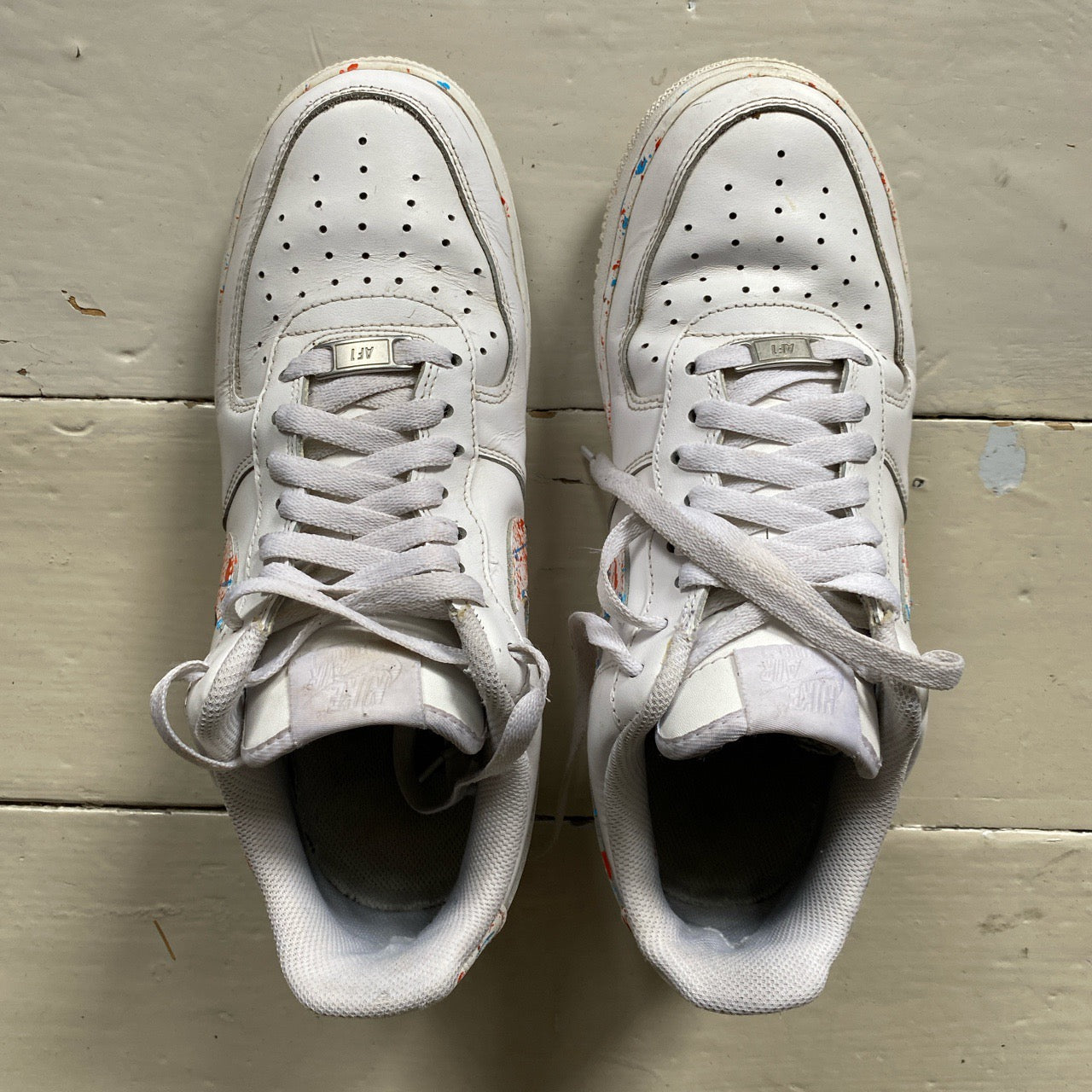 Nike Air Force 1 White Custom Paint Splash (UK 8)