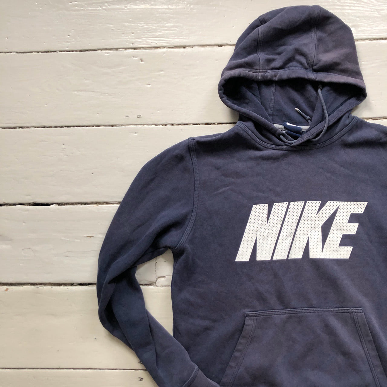 Nike Club Spellout Navy Hoodie (Small)