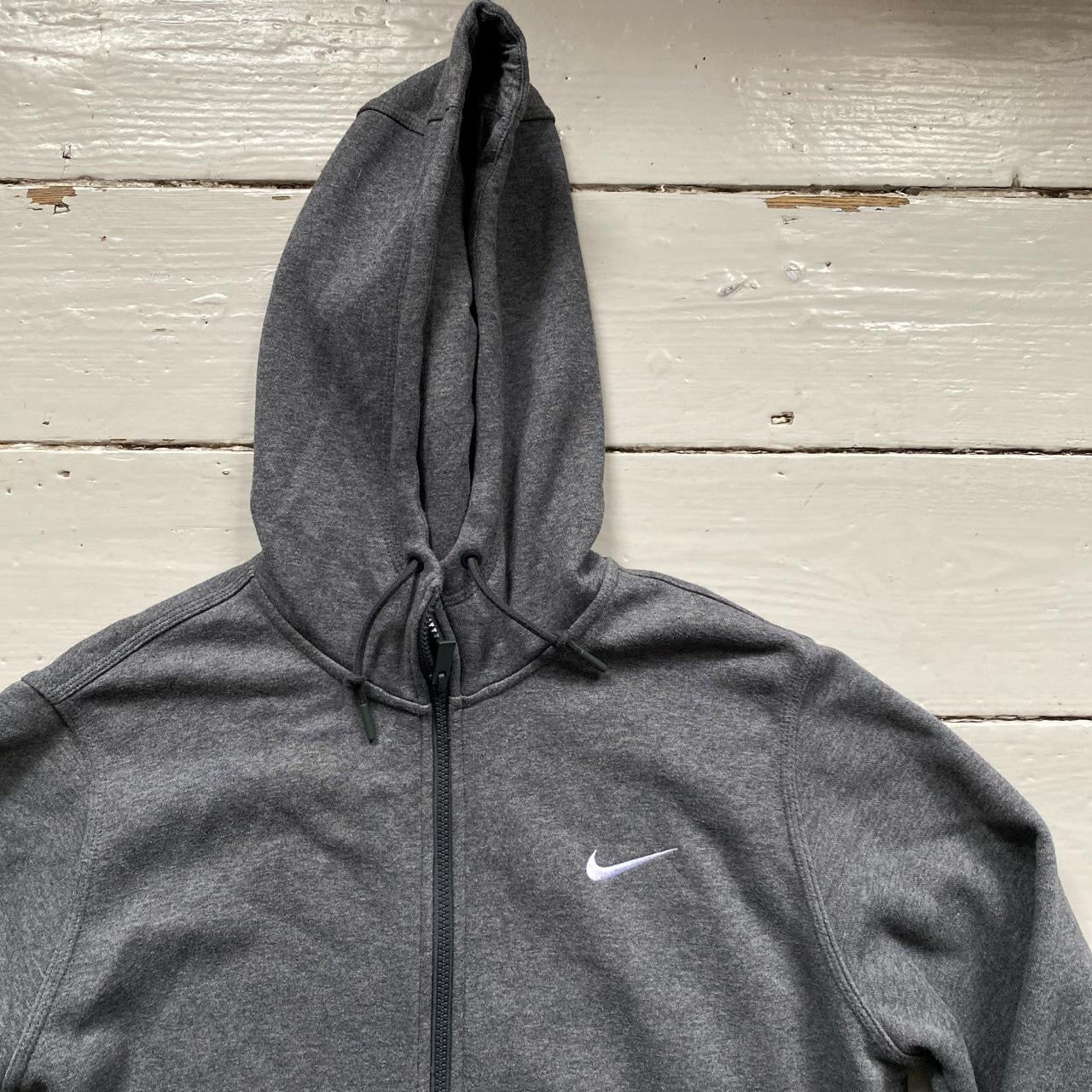Nike Swoosh Grey and White Hoodie (Large)