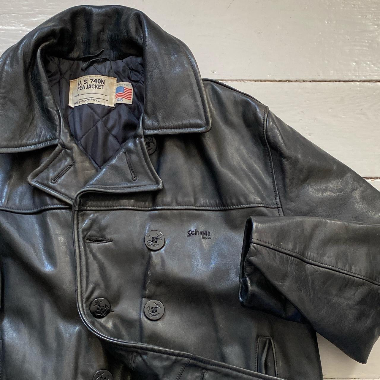 Schott USA Vintage Leather Peacoat (2XL)
