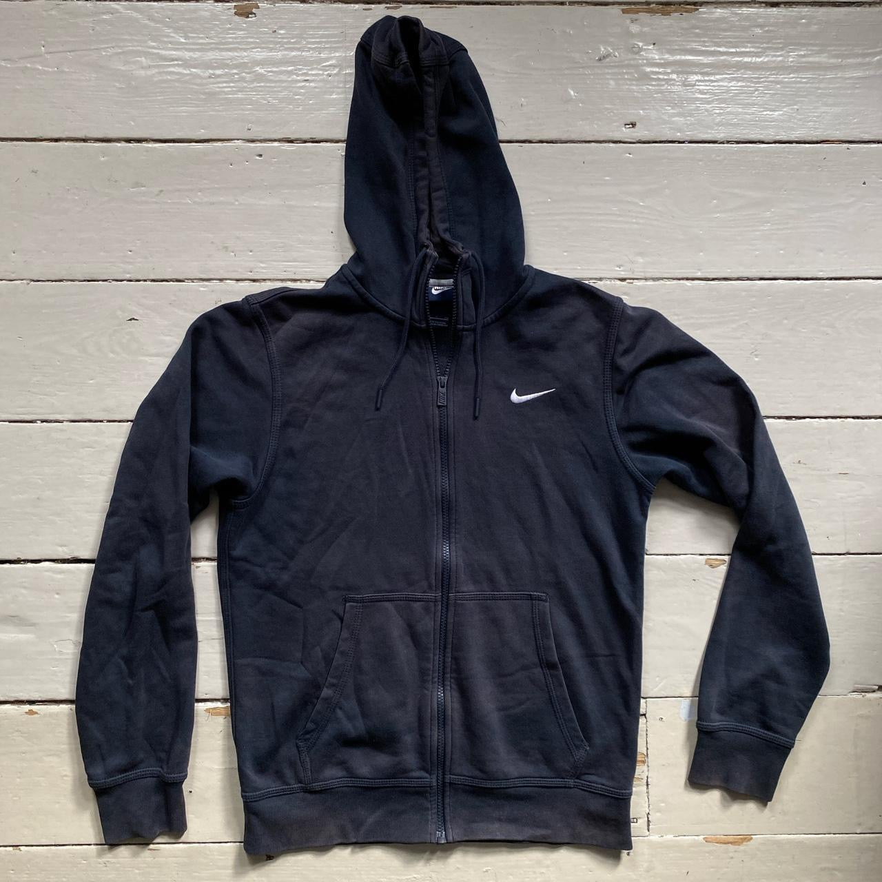 Nike Swoosh Navy and White Hoodie (Small)