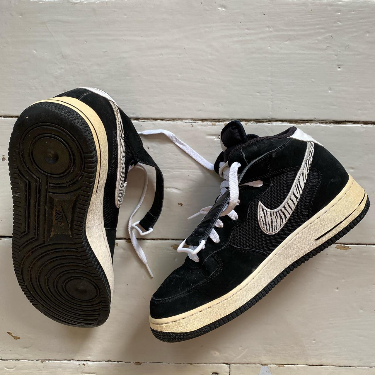 Nike Air Force 1 Black Mid Zebra (UK 8)