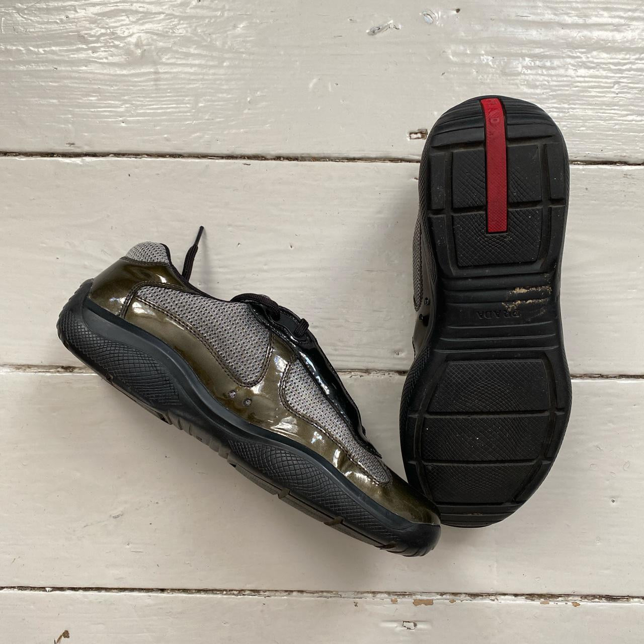 Prada Vintage Americas Cup Green Patent Shoes (UK 5)