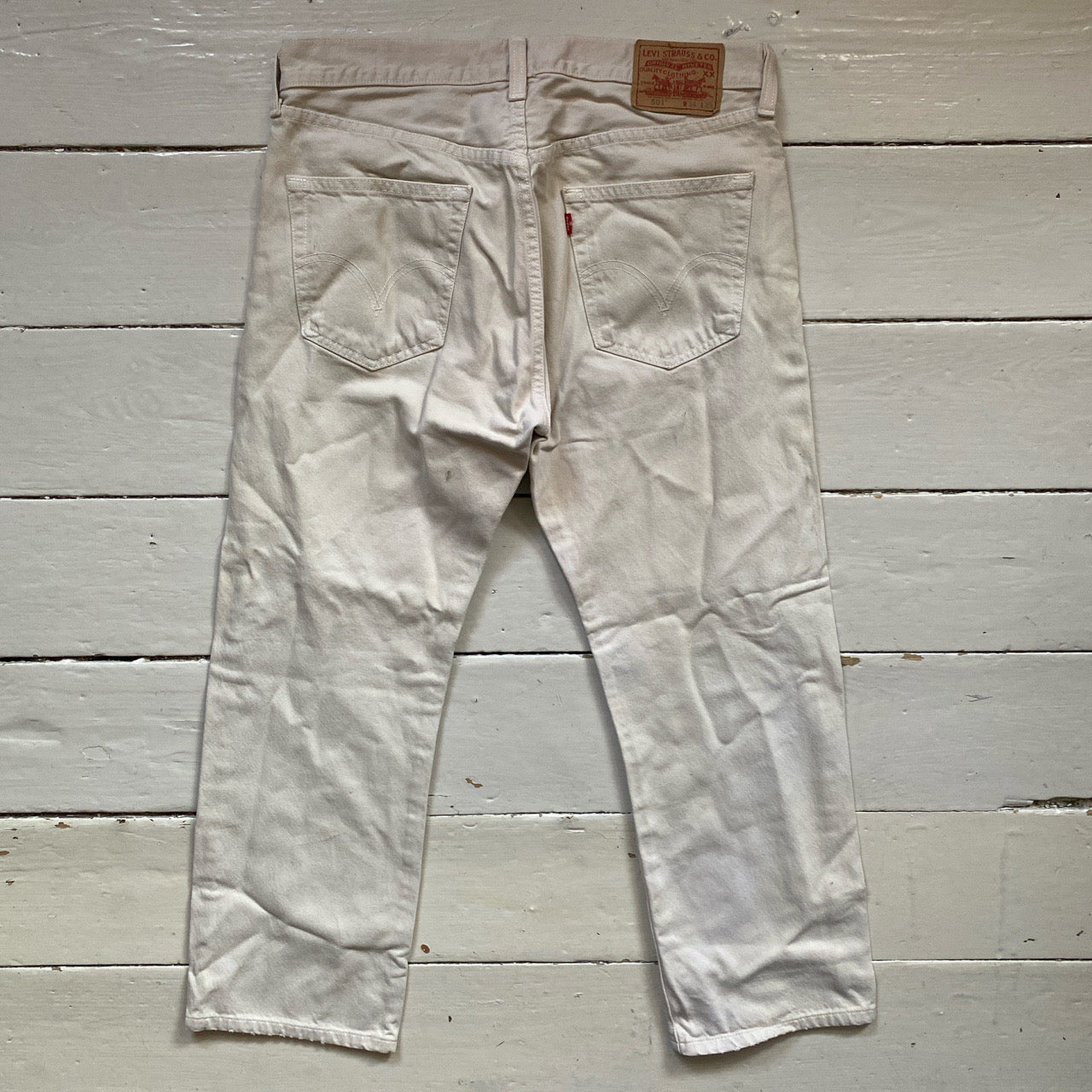 Levis 501 Beige Cream Jeans (34/28)