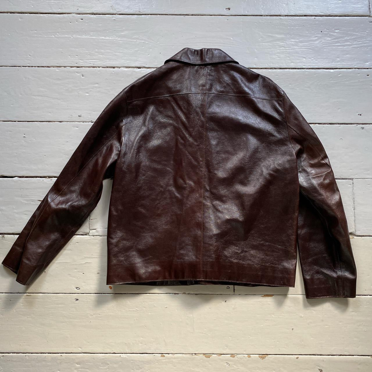 Nicole Farhi Brown Leather Womens Jacket (UK 10)