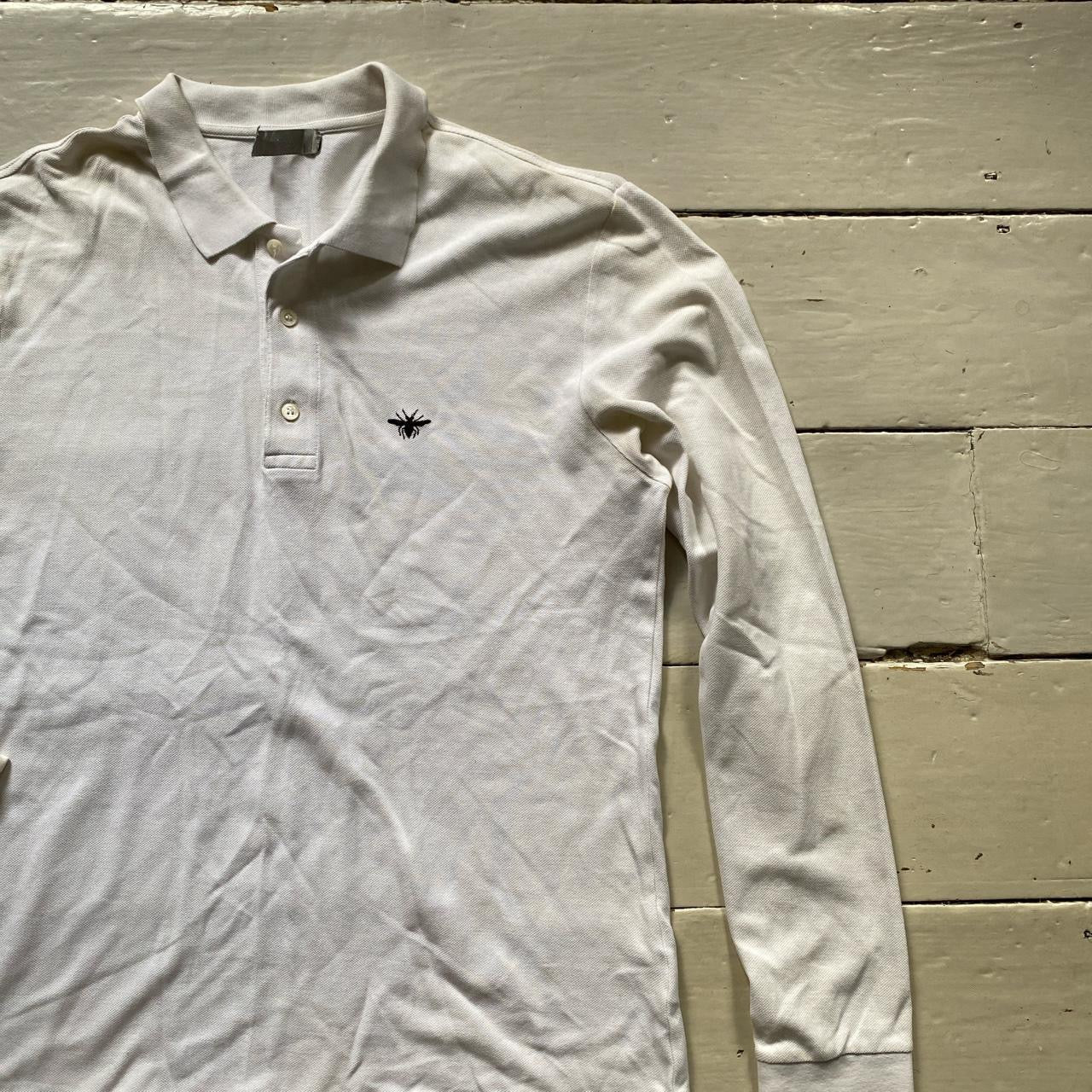 Dior White Long Sleeve Polo (Large)