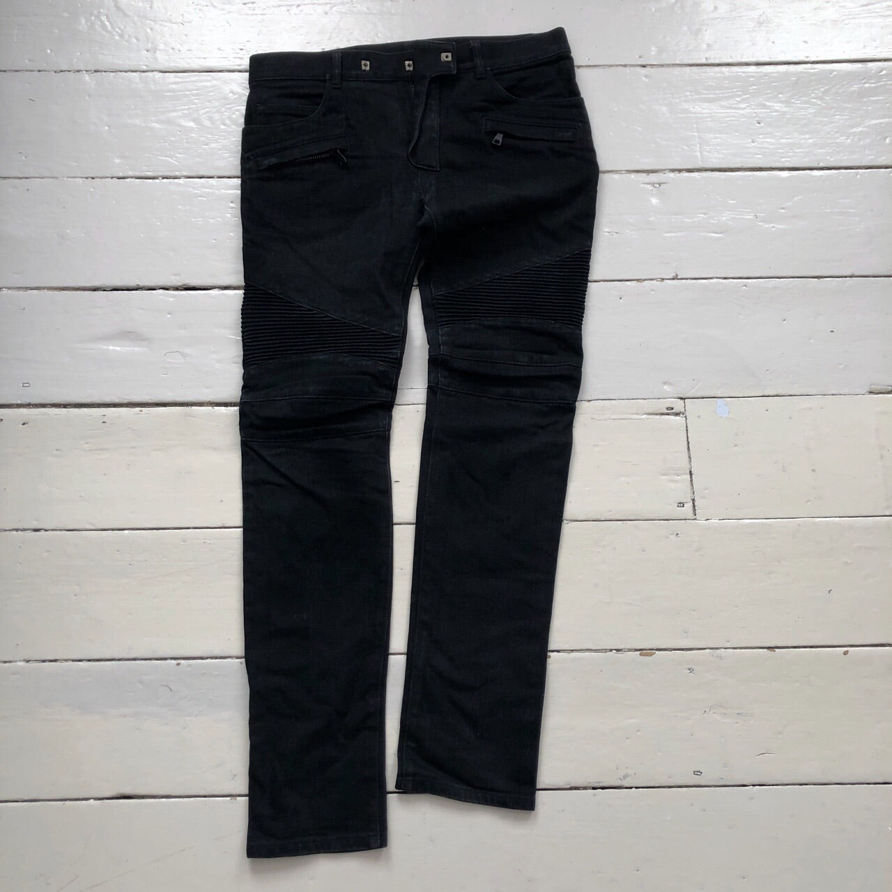 Balmain Black Motorcycle Slim Jeans (31/31)