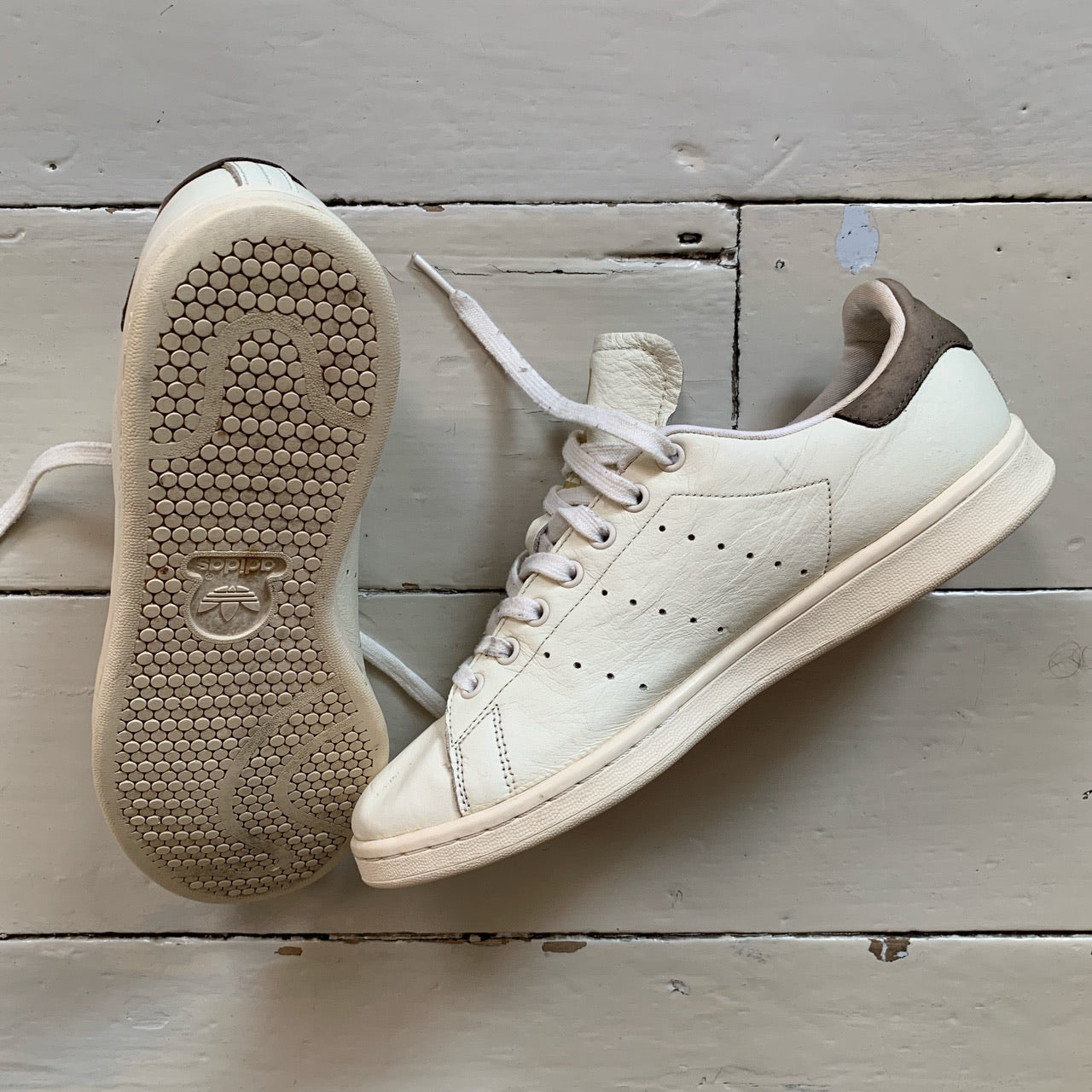 Adidas Stan Smith Cream And Brown Trainers (UK 9)