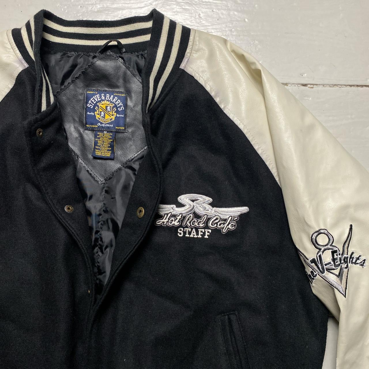 Steve and Barrys Hot Rod Leather and Wool Varsity Jacket (Medium)