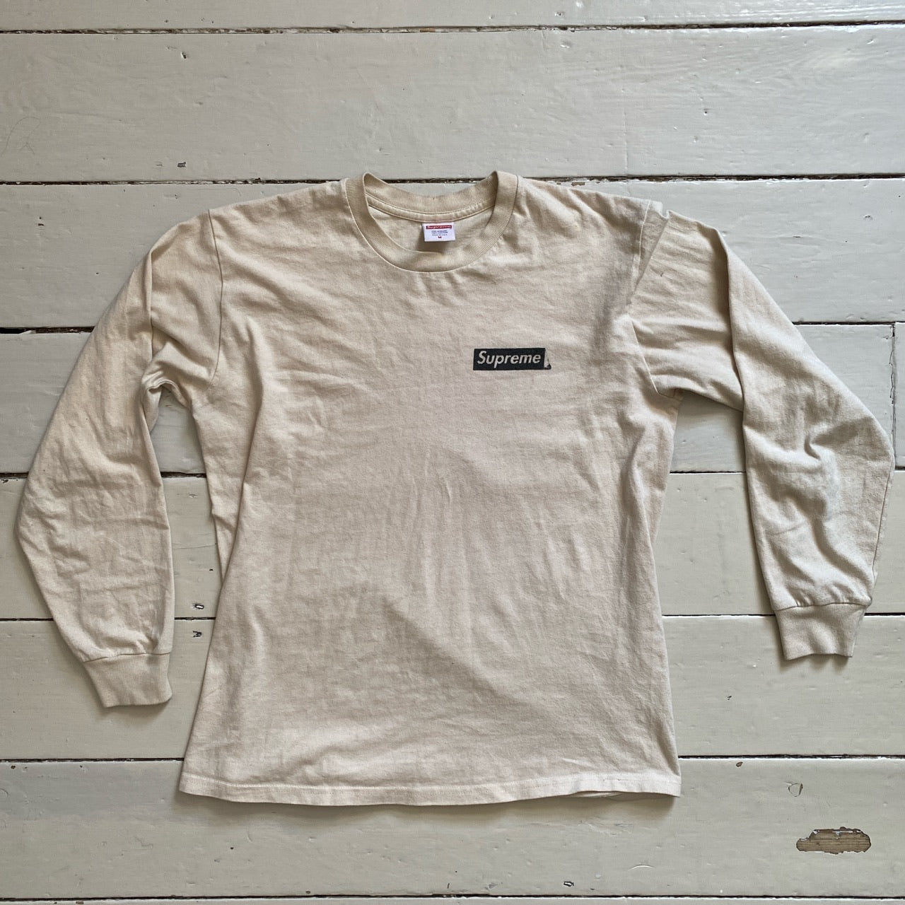 Supreme Long Sleeve Beige T-Shirt (Medium)