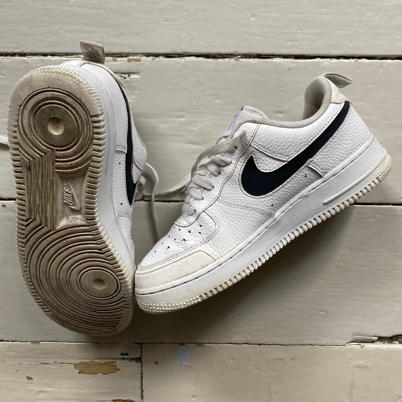 Nike Air Force 1 White and Navy (UK 6)