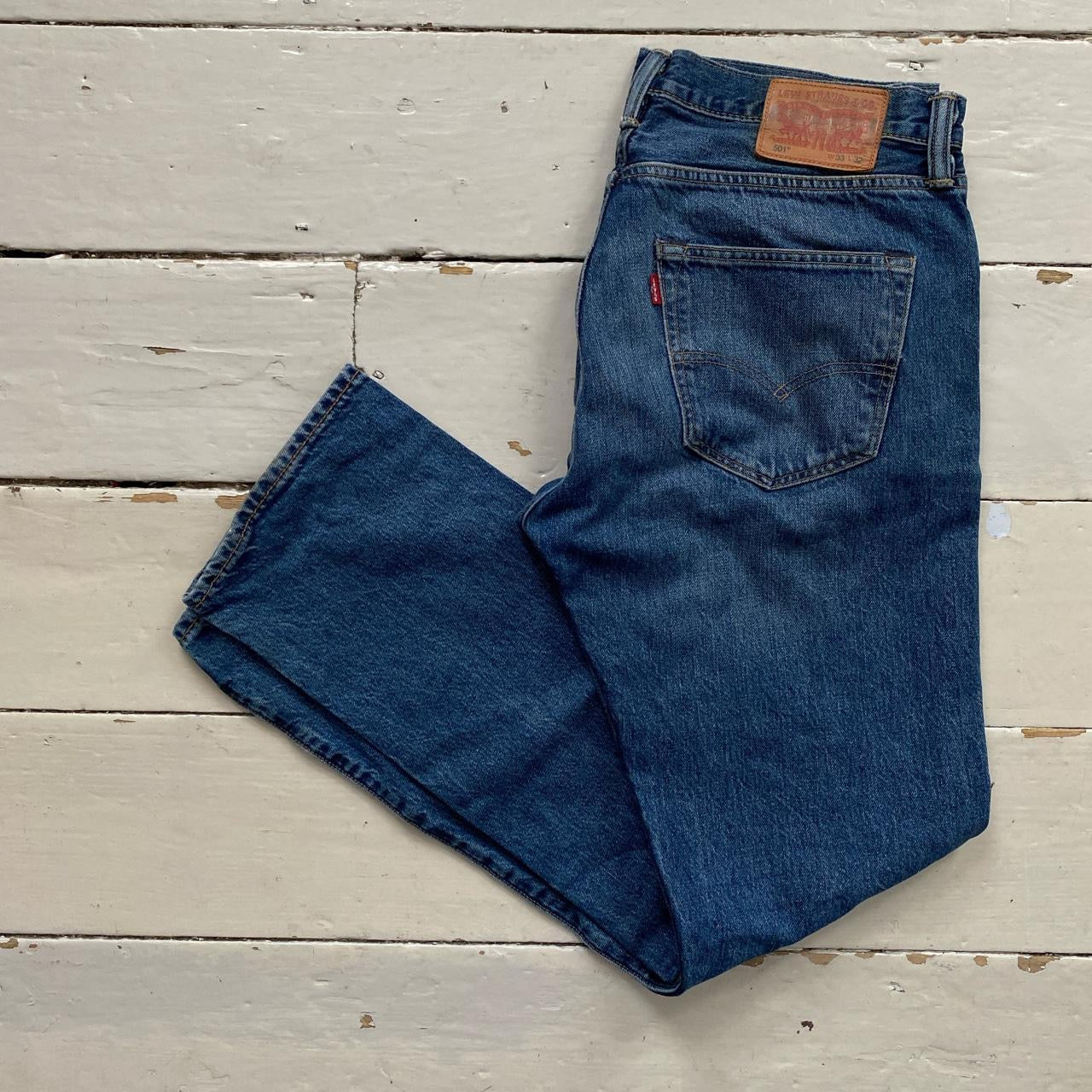 Levis 501 Navy Jeans (33/32)