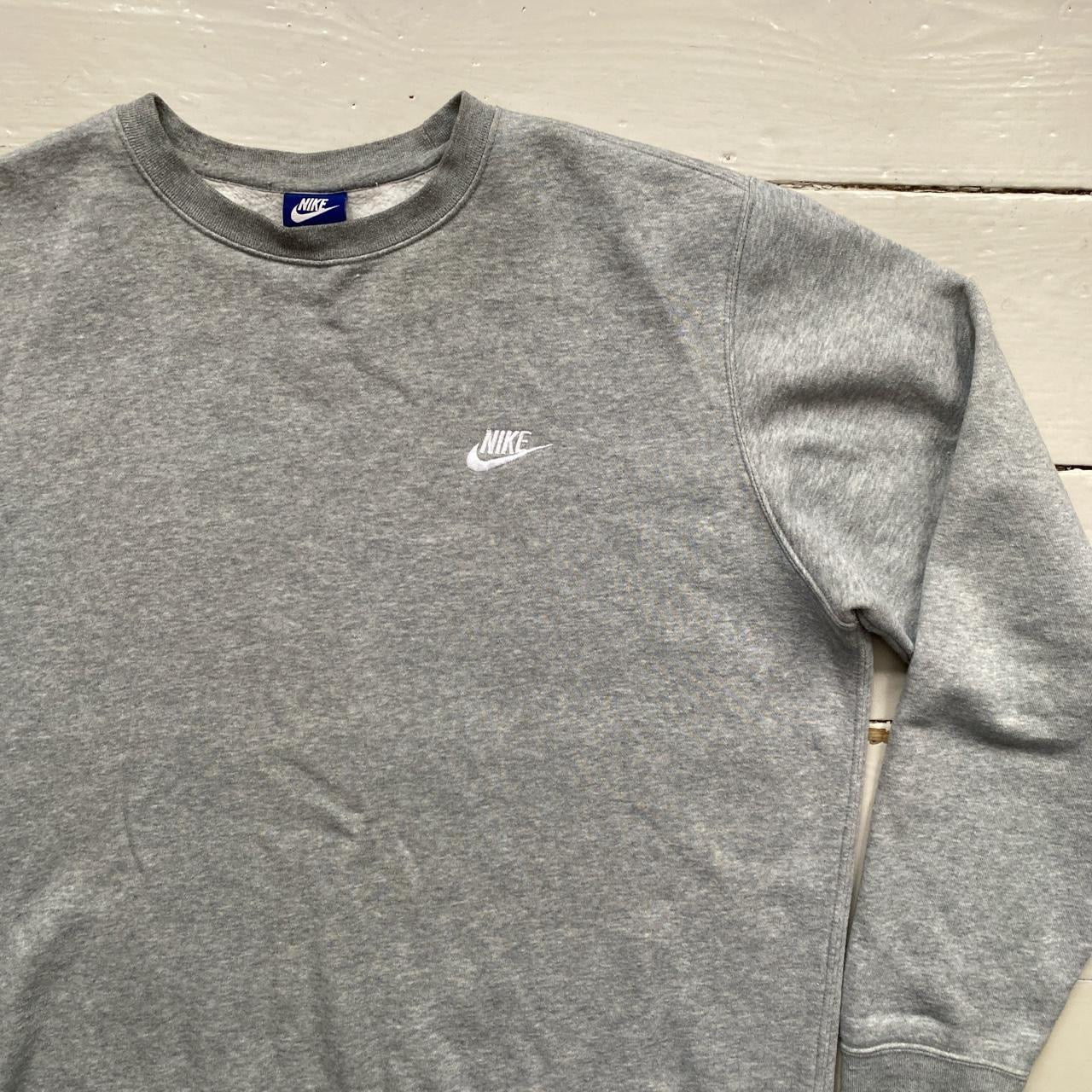 Nike Swoosh Grey and White Jumper (XL)