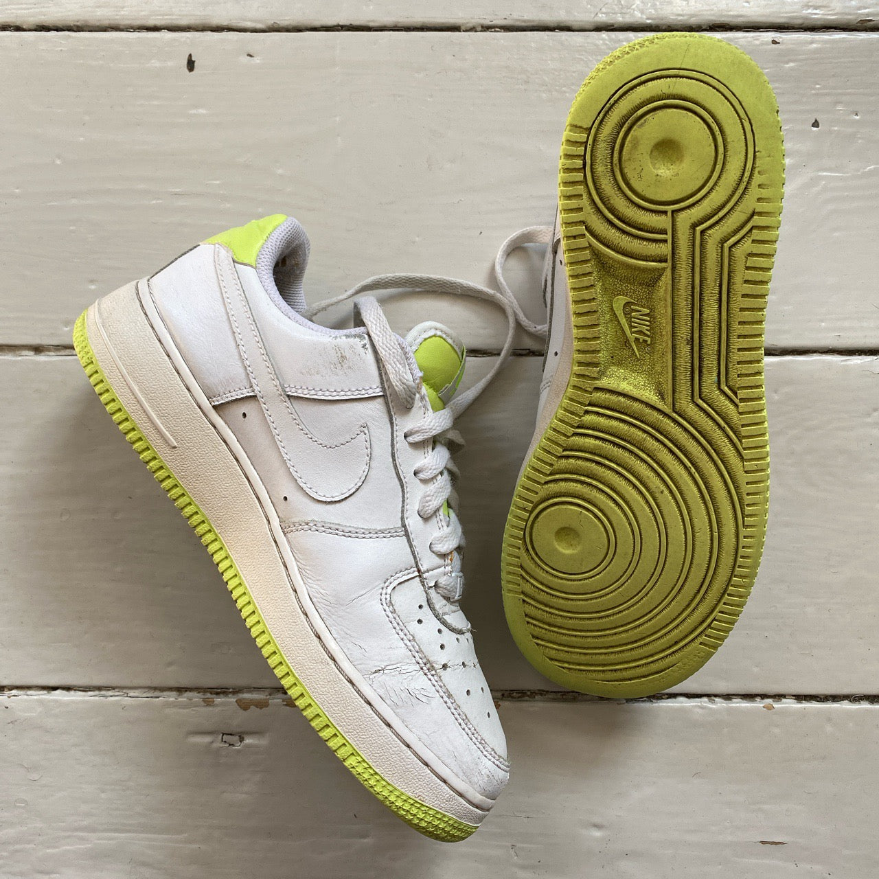 Nike Air Force 1 White and Neon (UK 5)