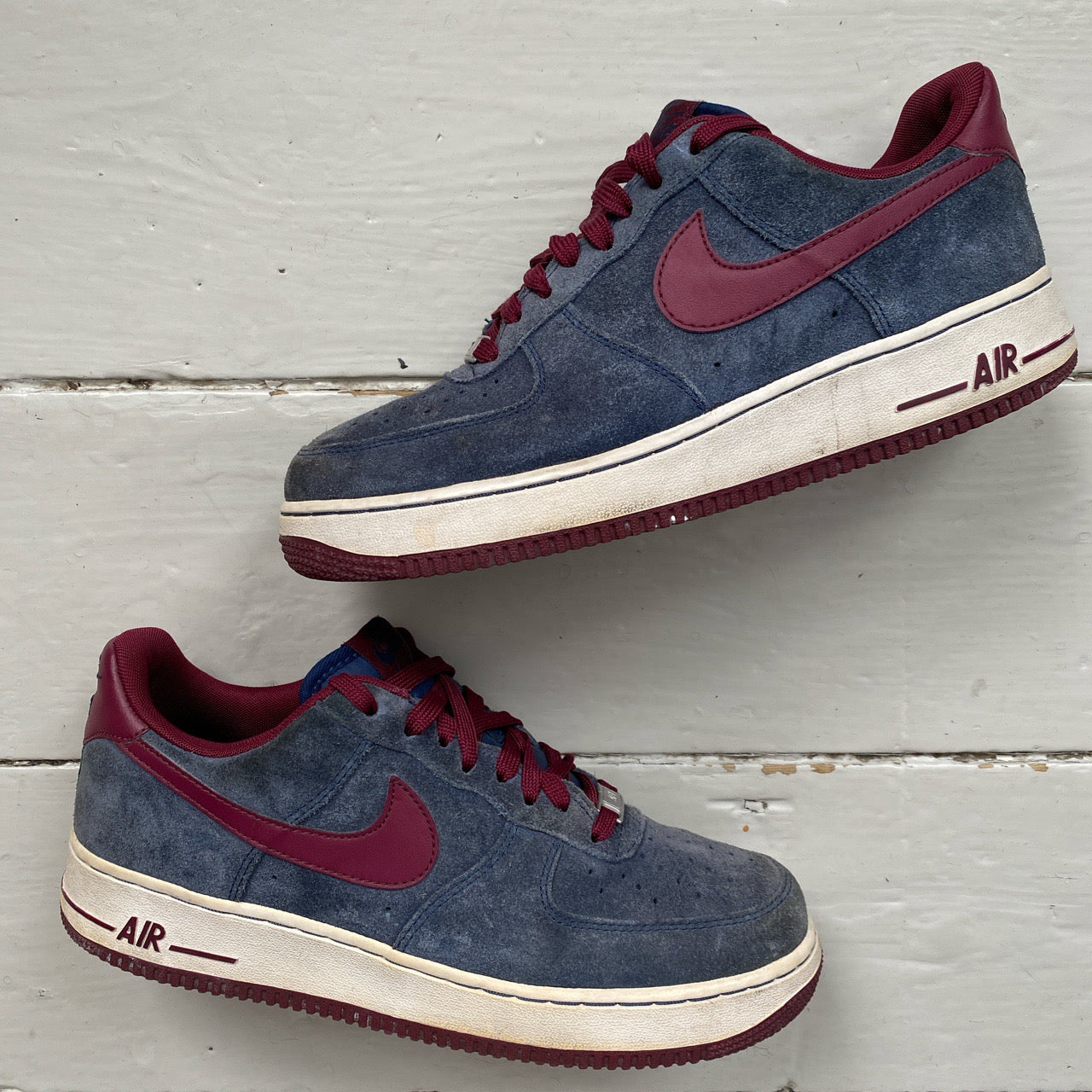 Nike Air Force 1 Grey and Burgundy (UK 8)