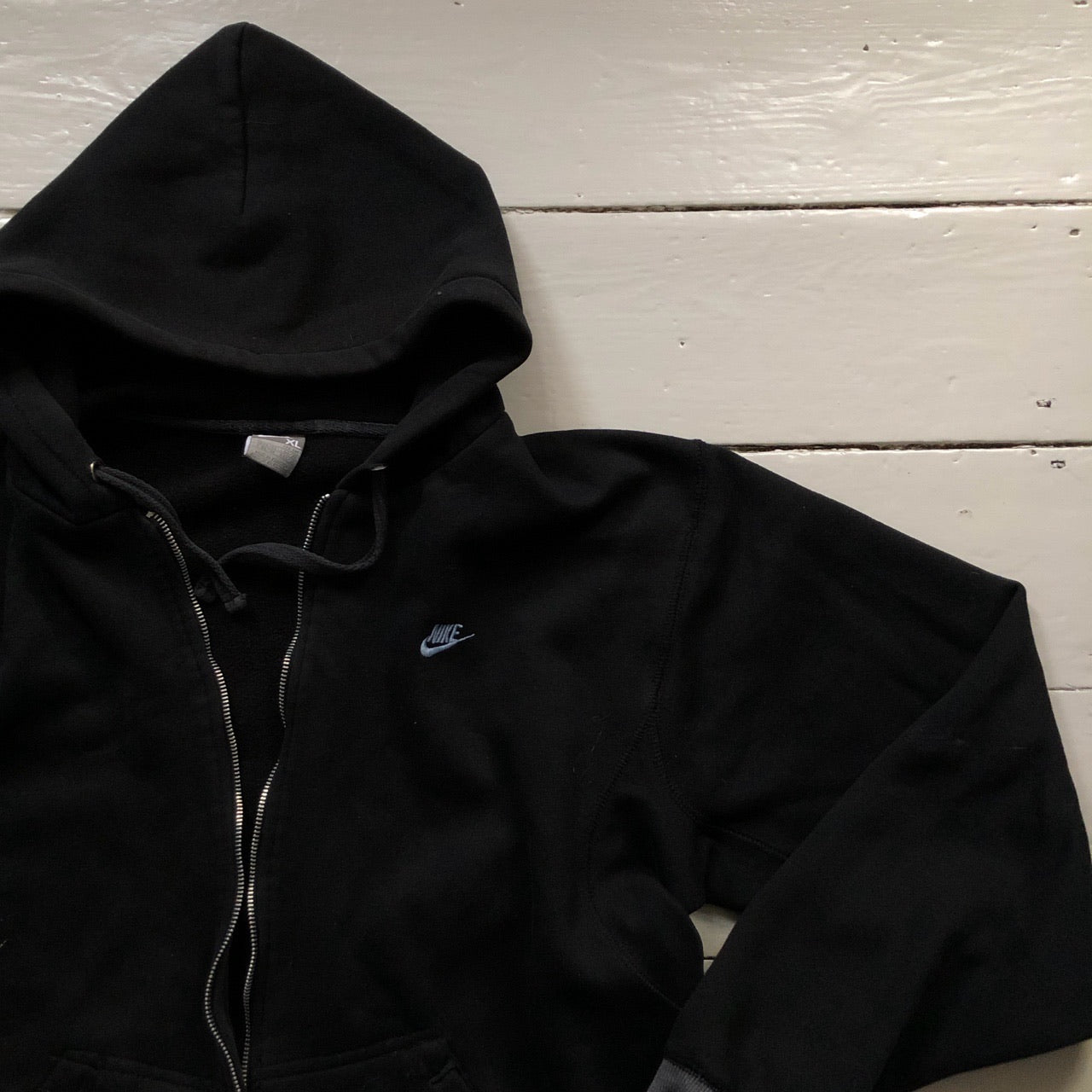 Nike Swoosh Black and Grey Hoodie (XL)