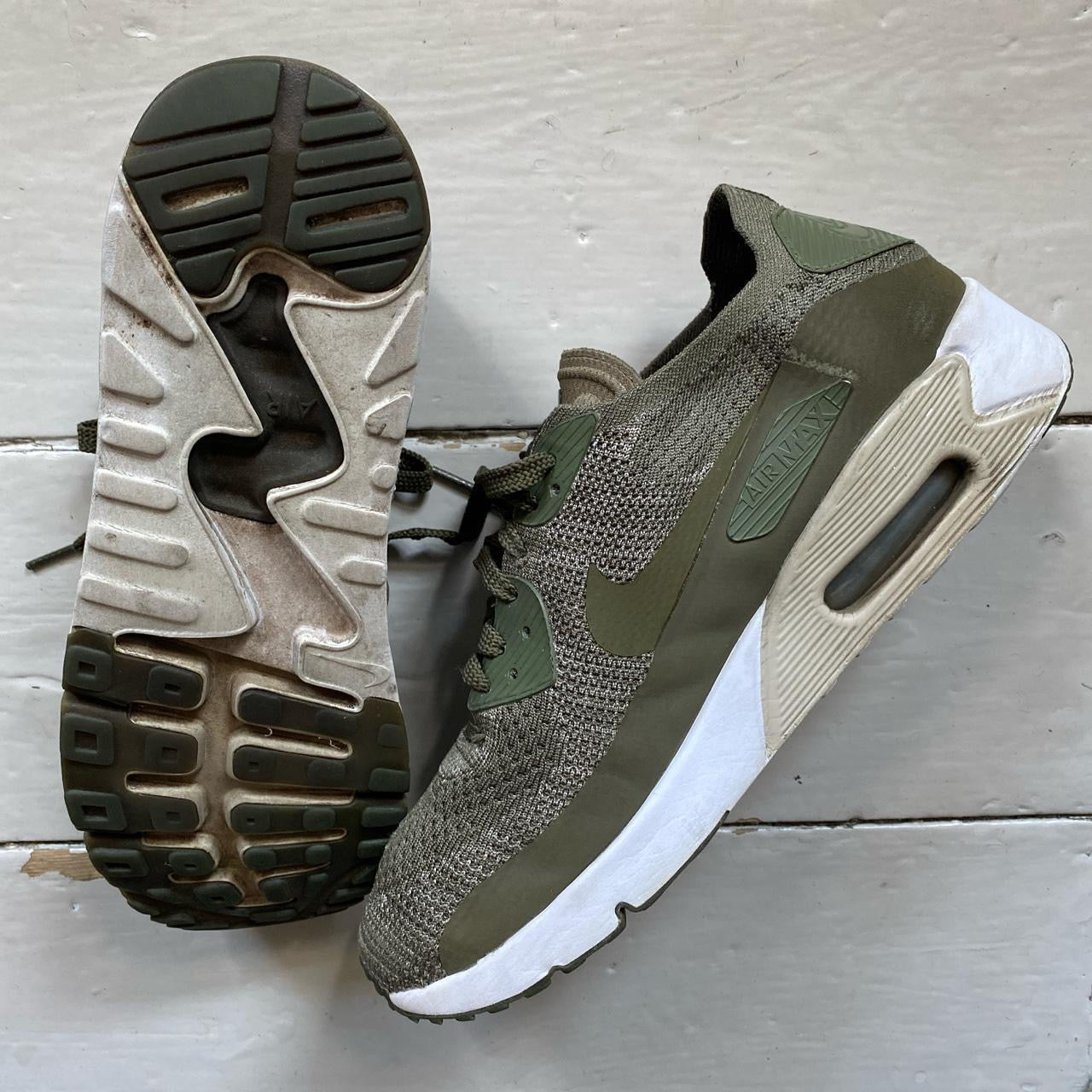 Nike Air Max 90 Flyknit Khaki Green (UK 10)