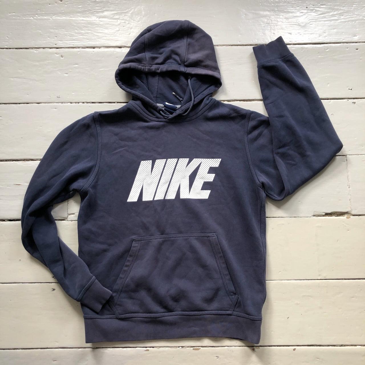 Nike Club Spellout Navy Hoodie (Small)