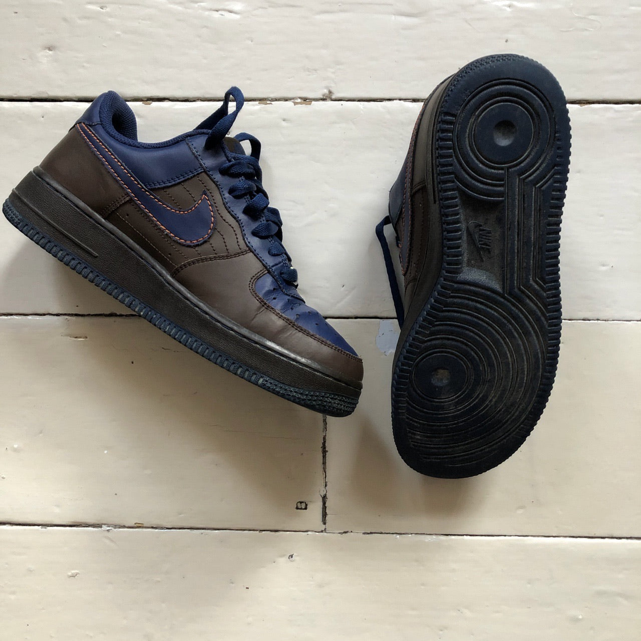 Nike Air Force 1 Vintage Chocolate Brown and Navy (UK 6)