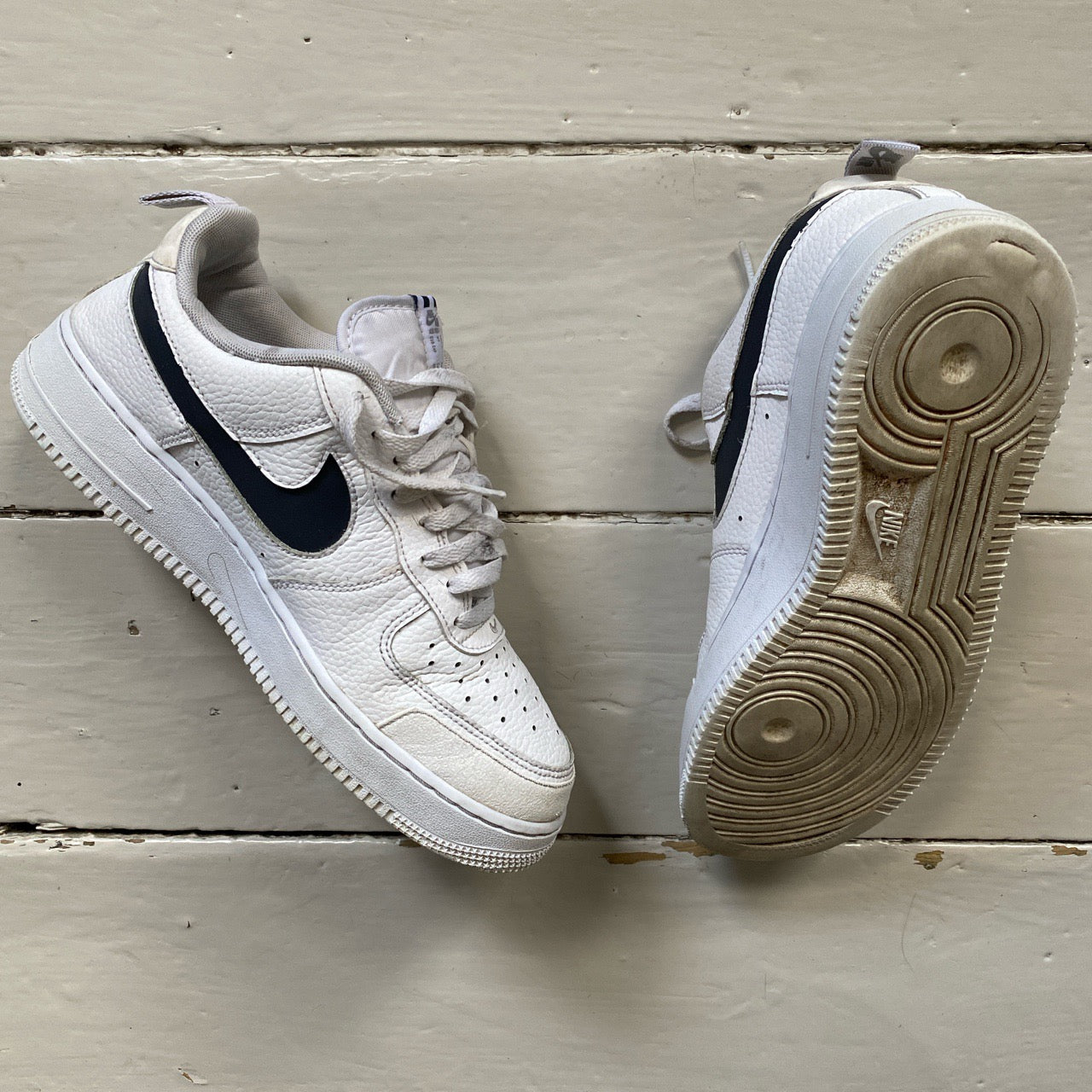Nike Air Force 1 White and Navy (UK 8)