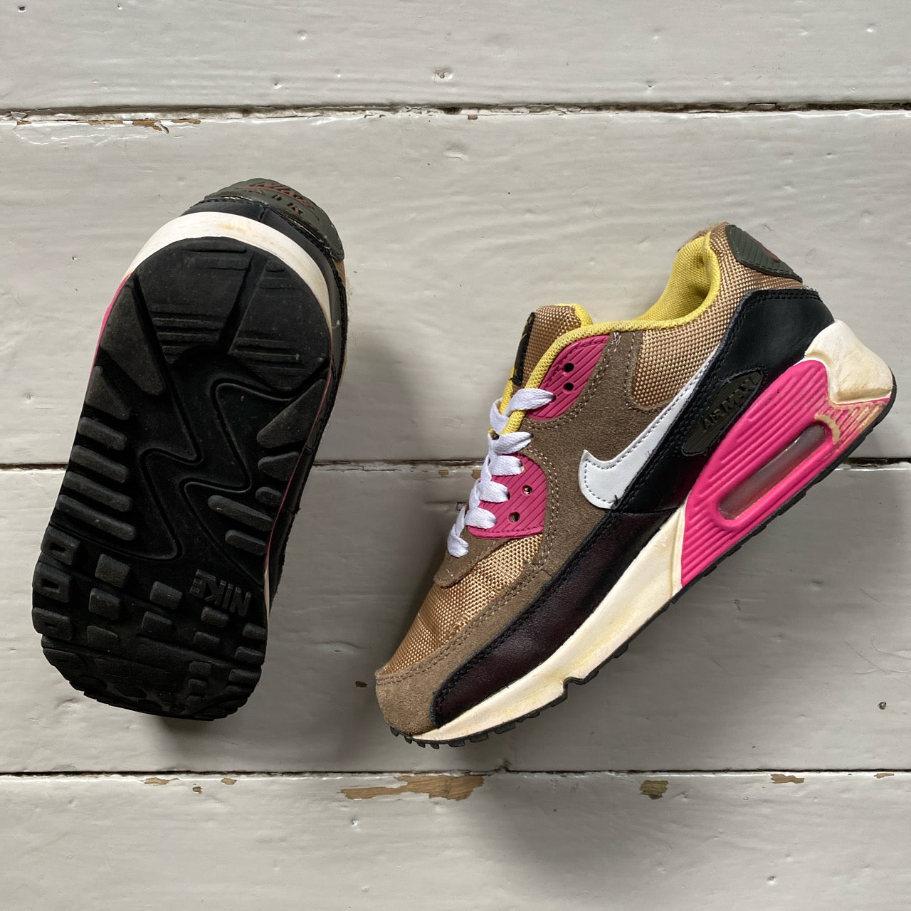 Nike Air Max 90 Brown Pink Yellow (UK 4)