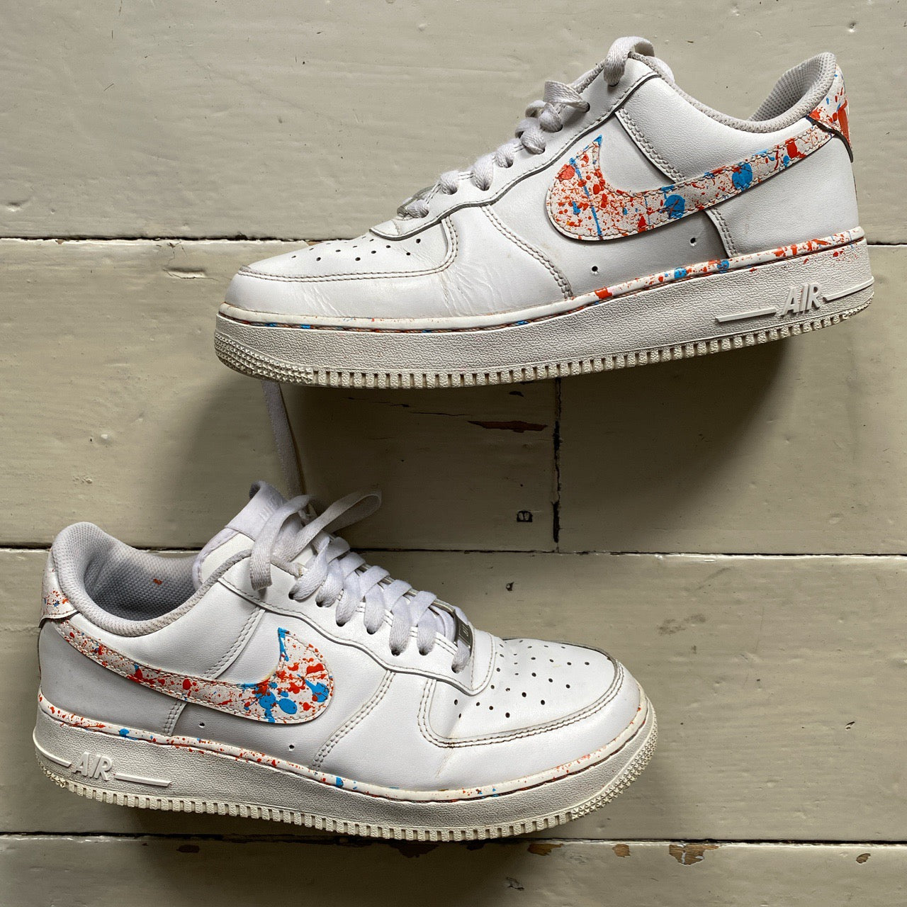 Nike Air Force 1 White Custom Paint Splash (UK 8)