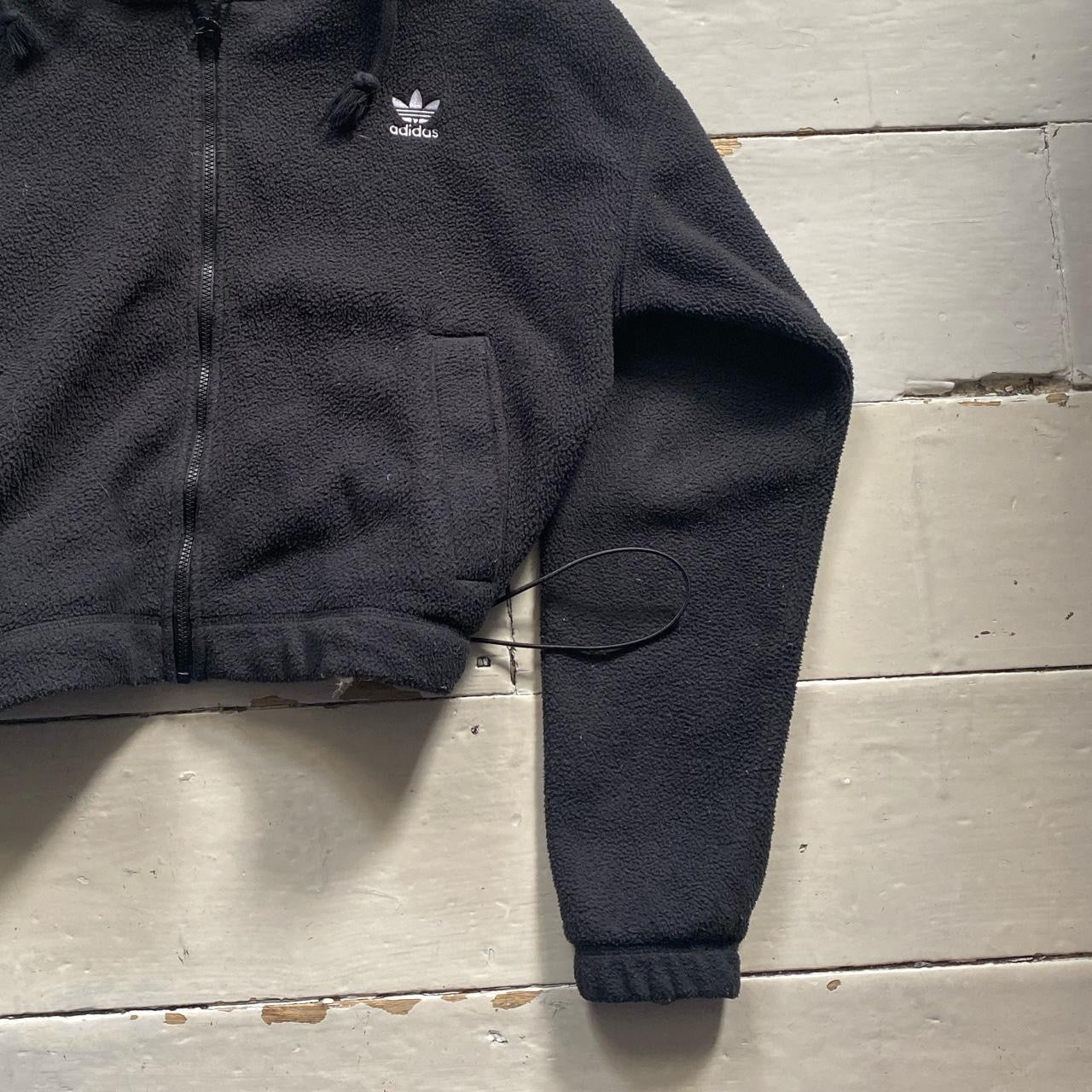 Adidas Black and White Towelling Hoodie (UK 6)