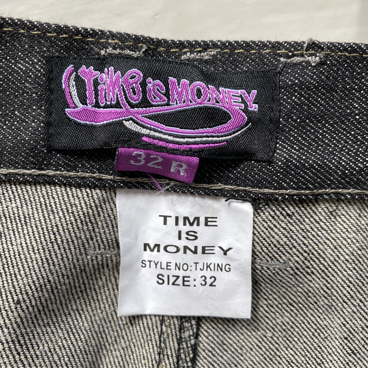 Time Is Money Vintage Embroidered Jeans (32W)