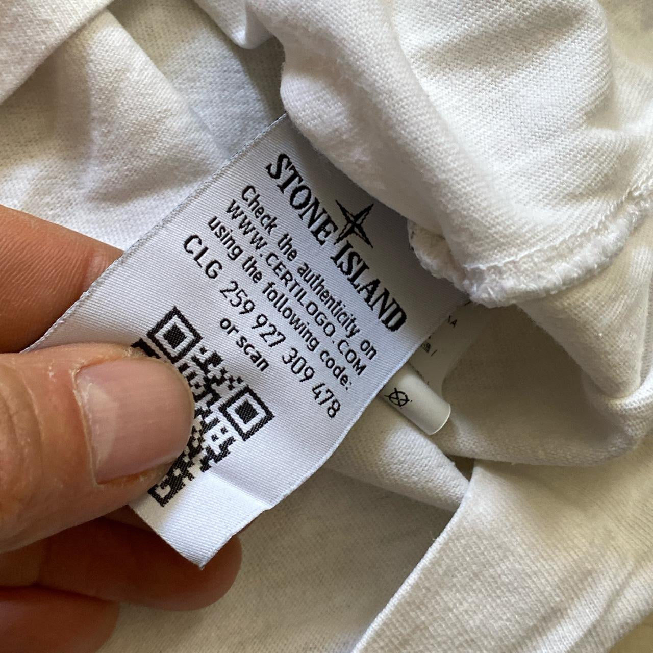 Stone Island White Long Sleeve Shirt (Medium)