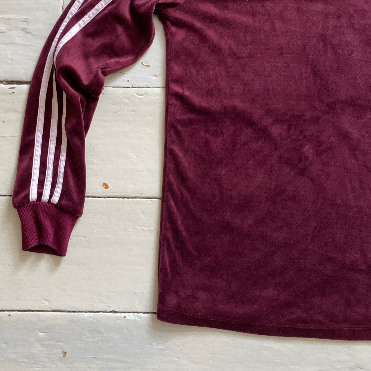 Adidas Velour Burgundy Jumper (Size 4 womens)