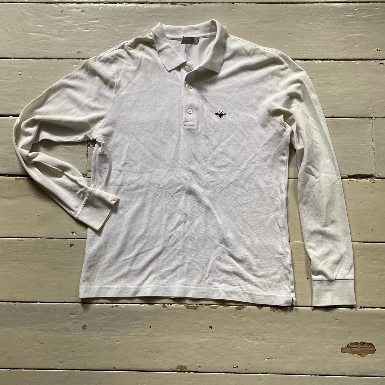 Dior White Long Sleeve Polo (Large)