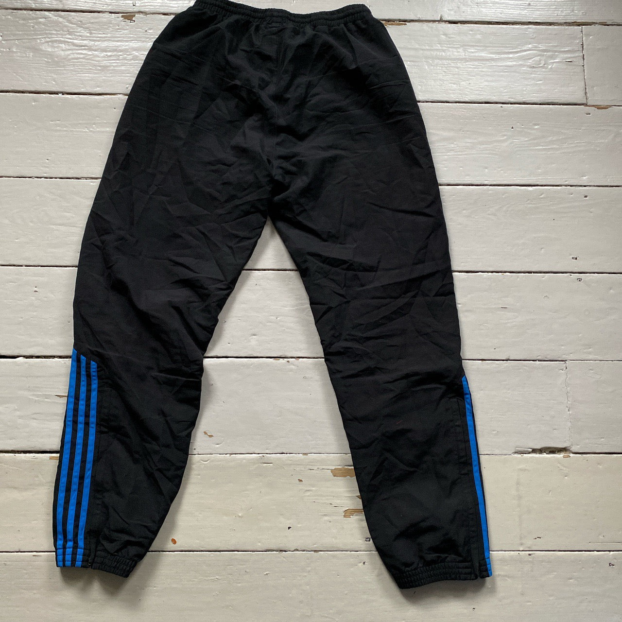 Adidas Black and Blue Shell Bottoms (Medium)