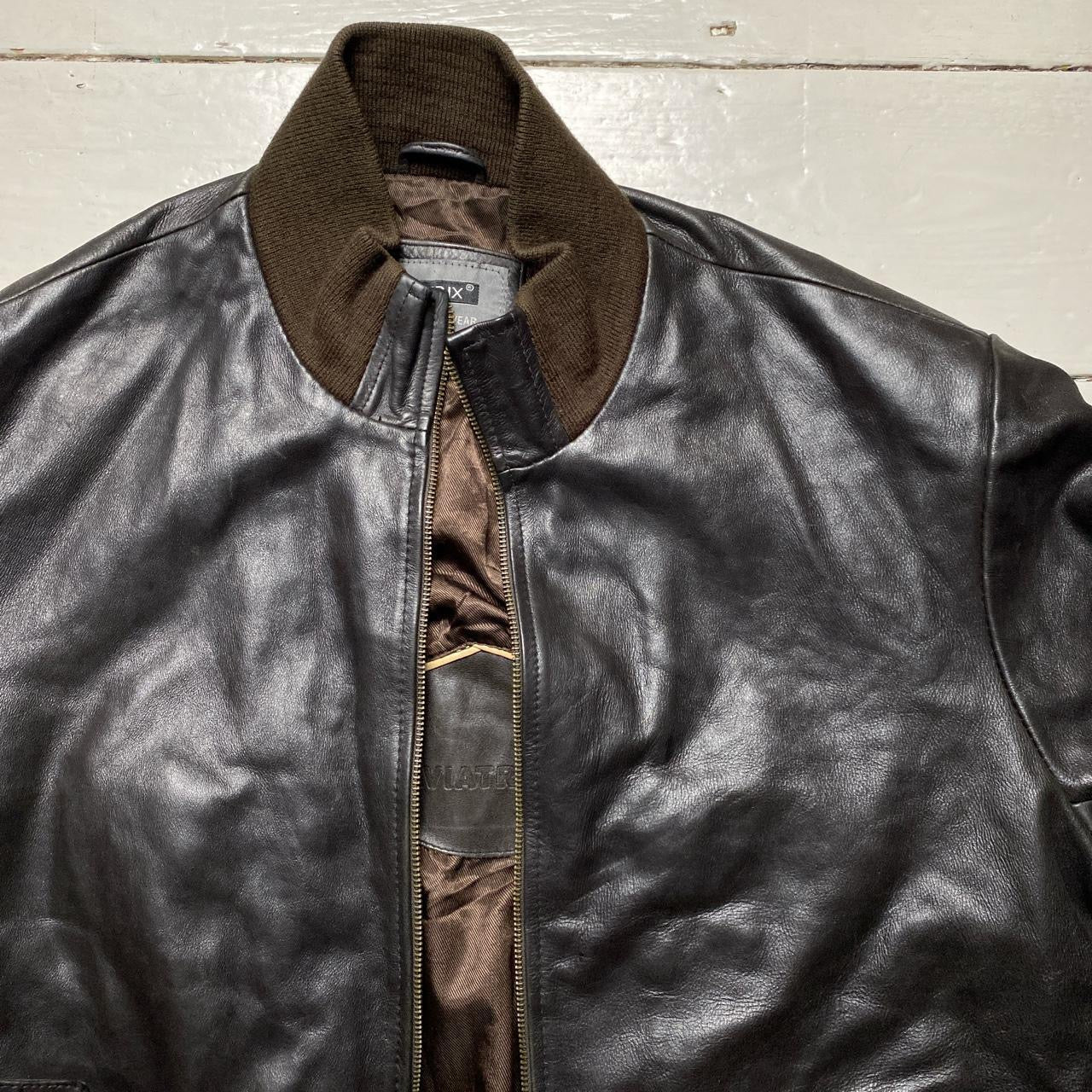 Aviatrix Brown Leather Jacket (XXL)