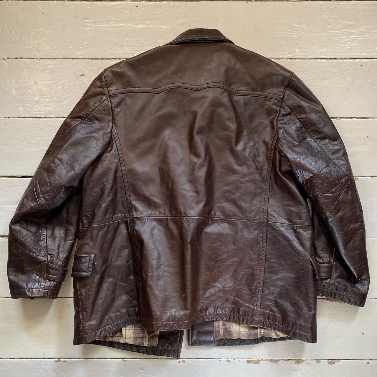 Emporio Armani Brown Leather Jacket (XL)