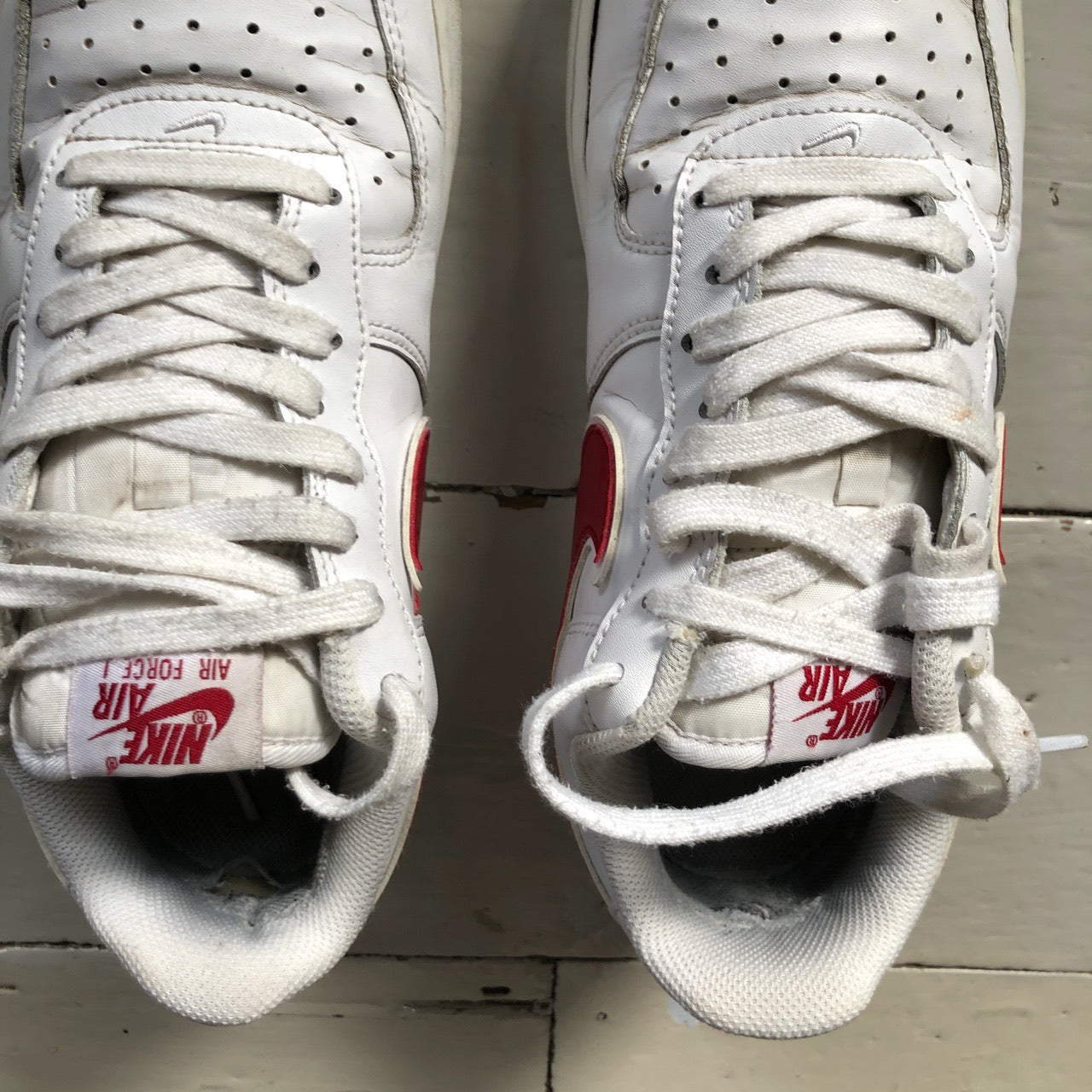 Nike Air Force 1 White and Red (UK 7)