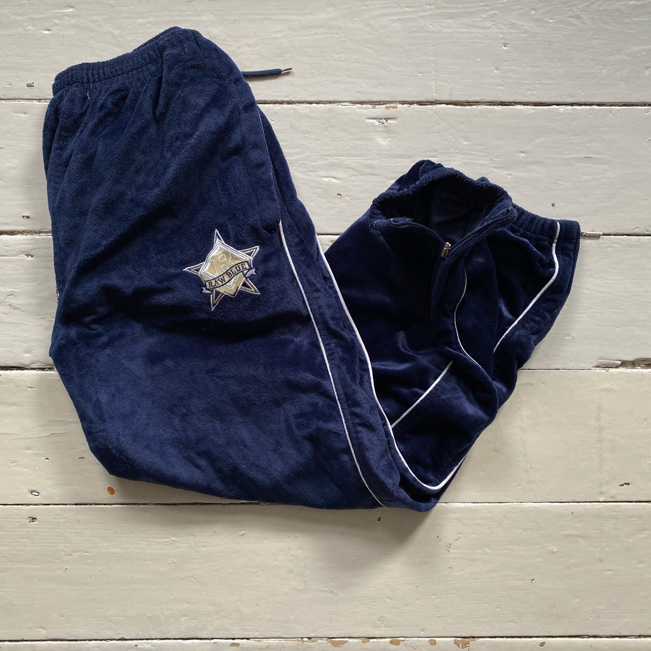 Raw Blue Velour Vintage 90’s Joggers (Large)