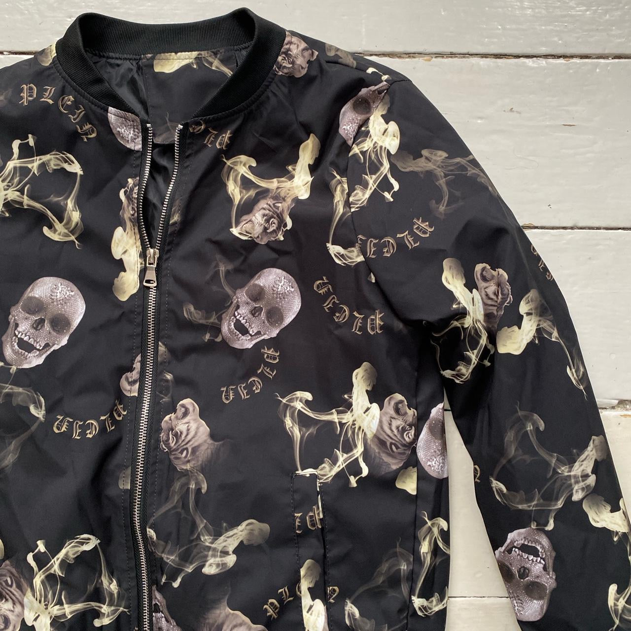 Black Skulls Bomber Jacket (Medium)