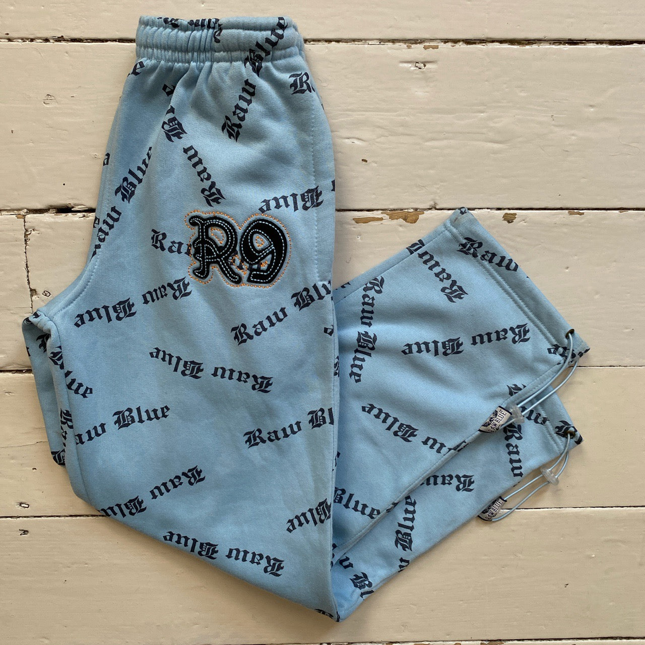 Raw Blue Vintage Repeat Logo Light Blue Joggers (Small)