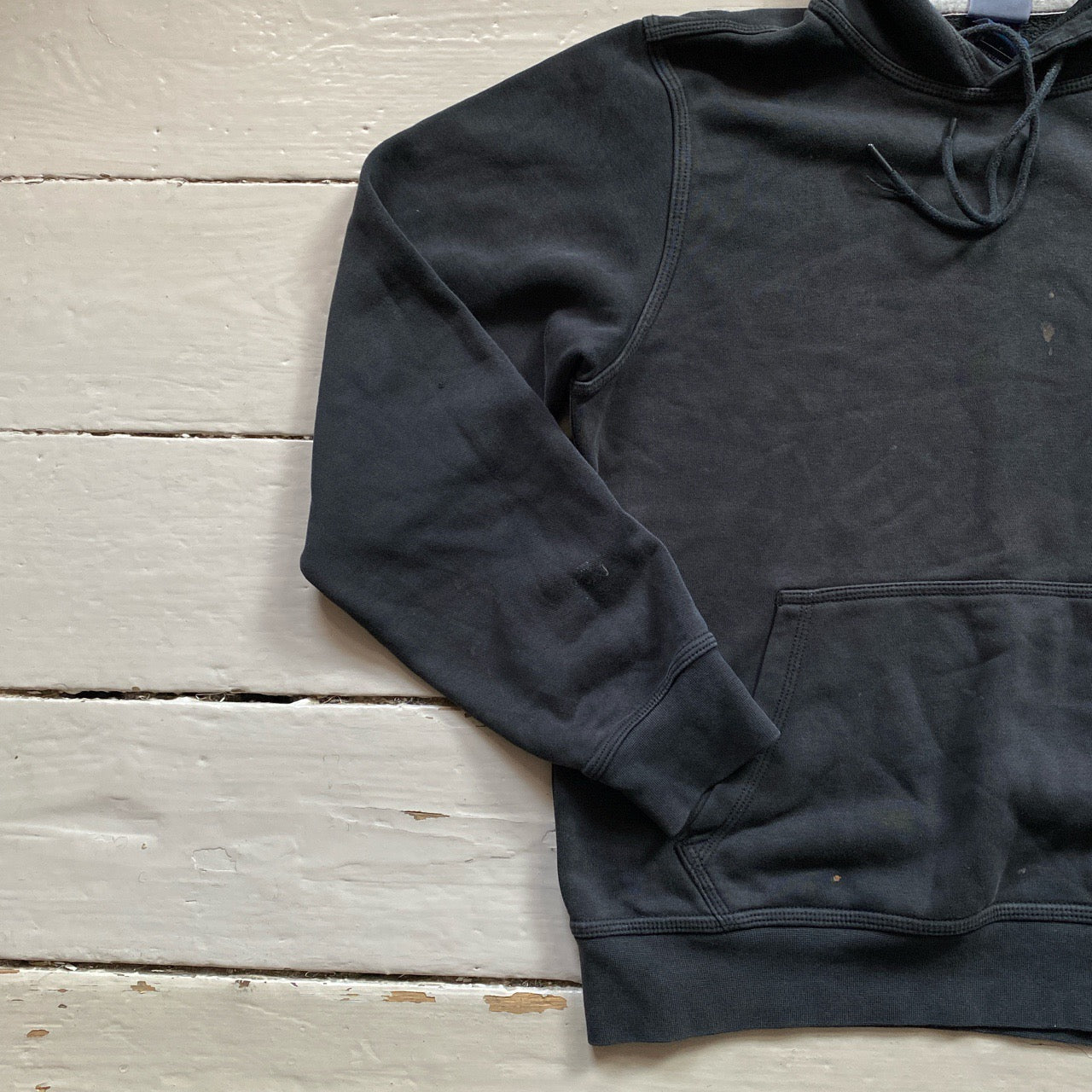 Nike White Swoosh Black Hoodie (Small)