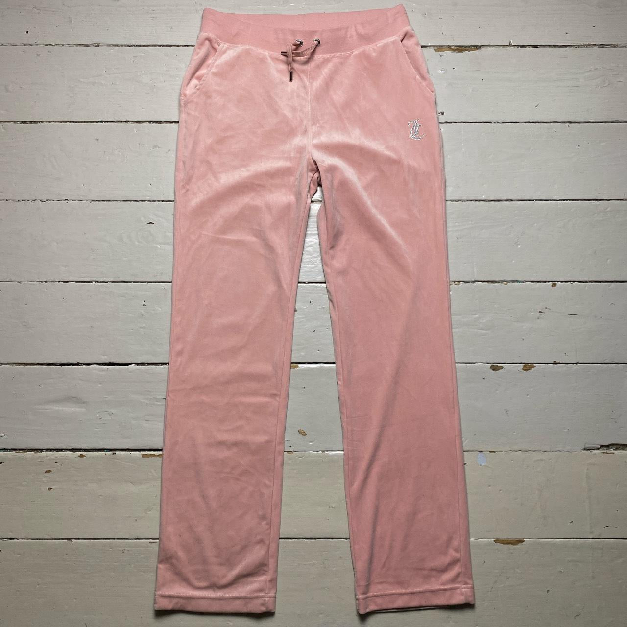 Juicy Couture Diamanté Pink Velour Tracksuit (XL Top, Large Bottoms)
