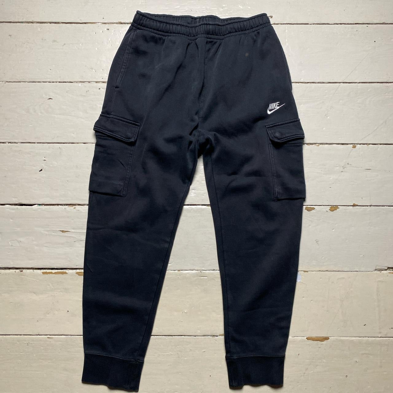 Nike Black and White Cargo Joggers (Medium)