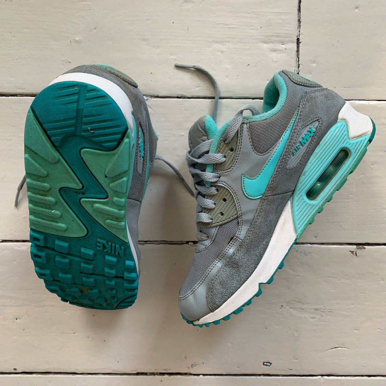 Nike Air Max 90 Tiffany Blue and Grey (UK 5)