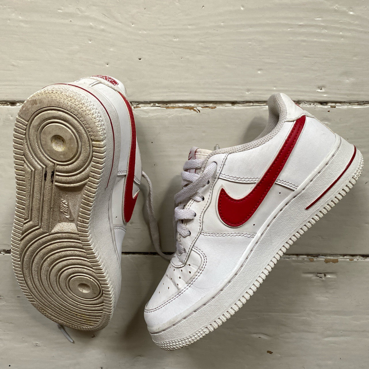Nike Air Force 1 White and Red (UK 4)