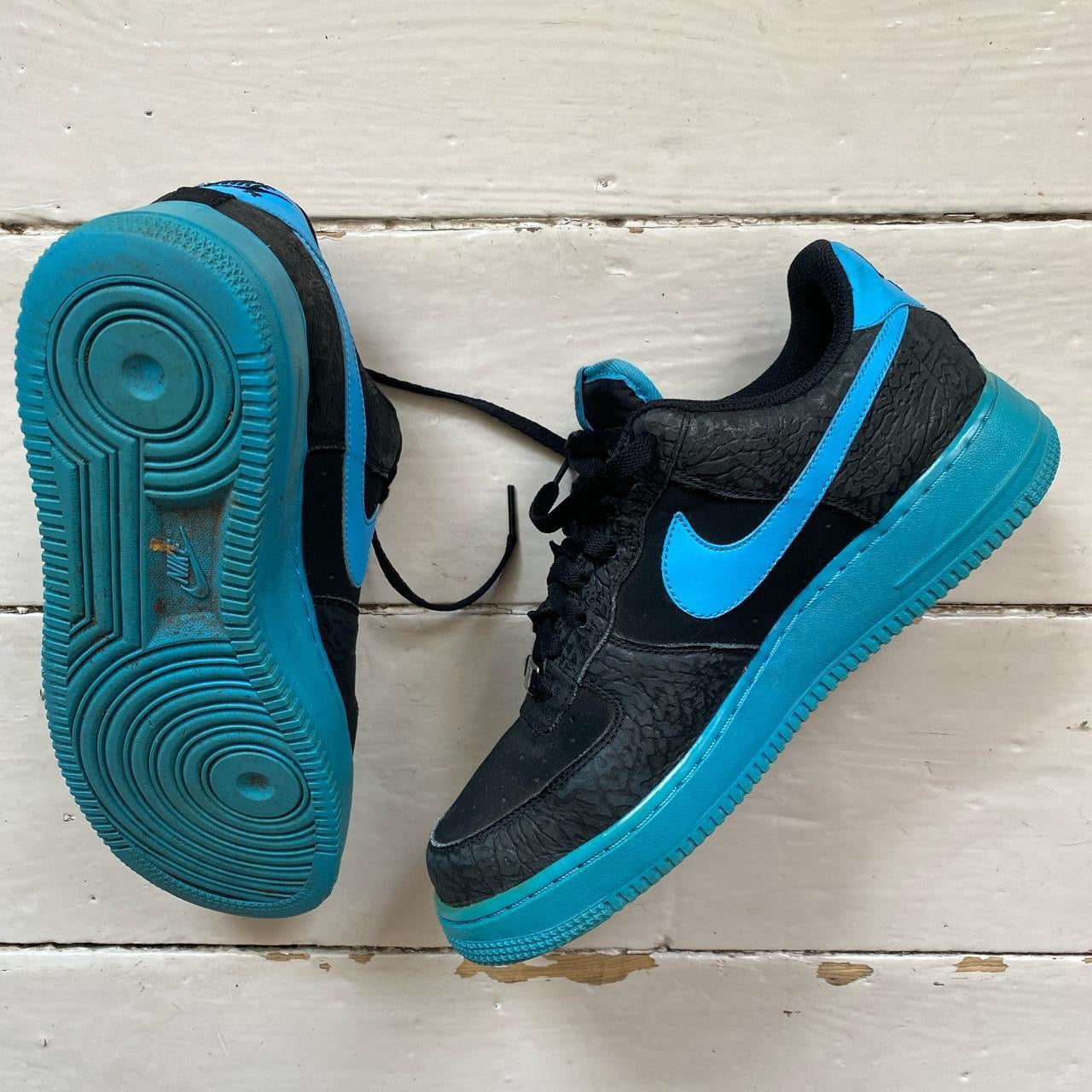 Nike Air Force 1 Black Vivid Blue (UK 8)