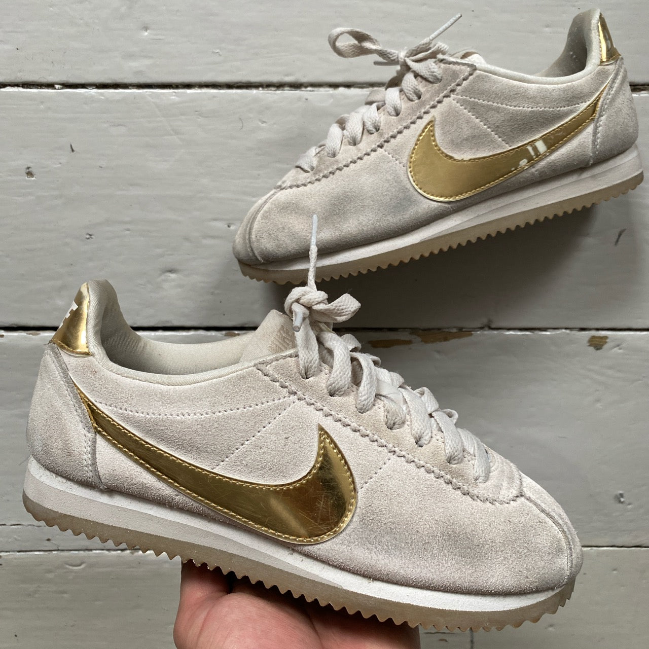Nike Cortez Gold and Beige Suede (UK 4)