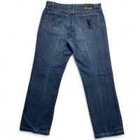 YSL Yves Saint Laurent Vintage Y2K Navy Blue Embroidery Jeans