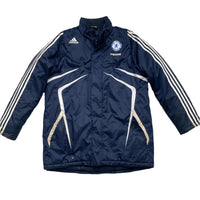Chelsea Adidas Climawarm Padded Parka Long Coat Jacket Navy and White (L)