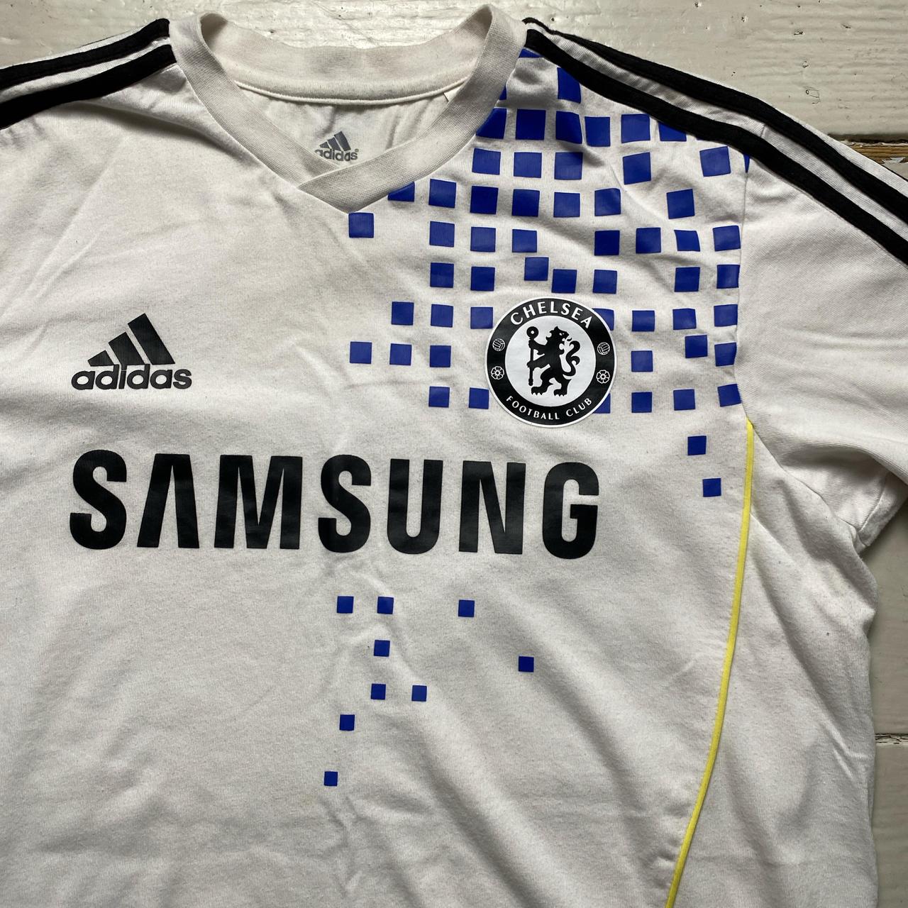 Chelsea Adidas Vintage Samsung White Black and Blue T Shirt